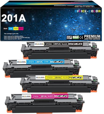 201A Toner Cartridges 4 Pack Works with HP Color Laserjet Pro
