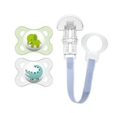 Mam Pacifier and Mam Pacifier Clip Value Pack (2 Pacifiers & 1 Clip), Pacifiers