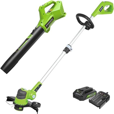 Greenworks 24V String Trimmer and Blower Combo, 2A...