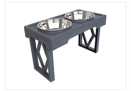 Petmaker Elevated Dog Bowl Stand - Adjusts to 3 Heights - Stainless Steel Holds