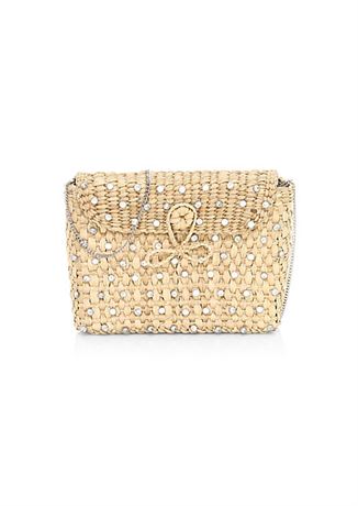 Poolside Women's the Denise Embellished Straw Box Clutch - Natural