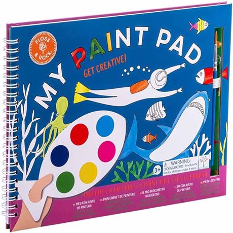 Floss & Rock Deep Sea Kids My Painting Pad Set with 8 Pictures, 8 Paint Pallets