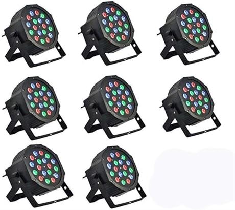 (8pc) Maxby8 Piece Up-Lighting - Full RGB Color Mixing LED Flat Par Can
