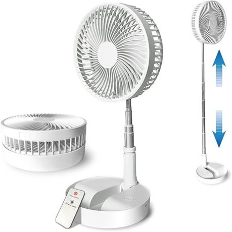 Portable Fan, Foldaway Battery Operated Fan or USB Powered, Adjustable Height Fo