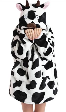 Wearable Blanket Hoodie for Kids Girls Boy 4-12YR Oversized Animal Hooded Blanke