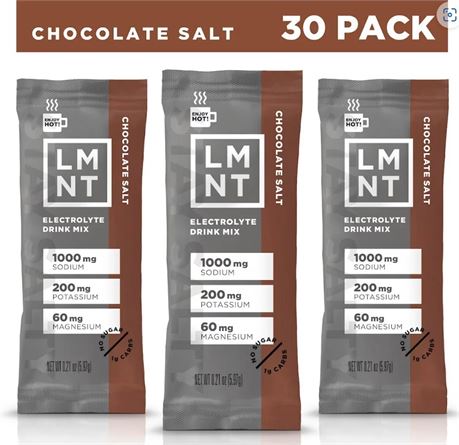LMNT Keto Electrolyte Powder Packets  | Chocolate Salt | 30 Stick Packs
