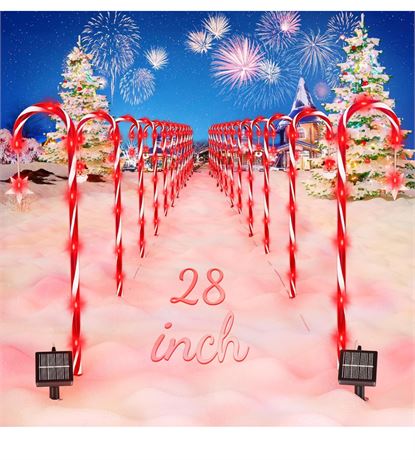 NEWMESSI 28.5" Christmas Decorations Outdoor Candy Cane Lights, 12 Pack 96 Brigh