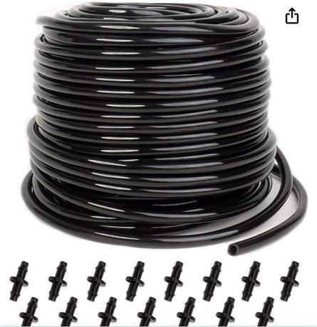100 ft Drip Irrigation Tubing, 1/4 Inch Drip Line Irrigation Hose with 20 Pcs Dr