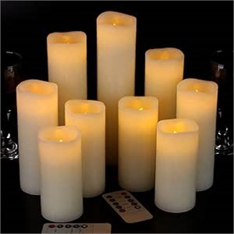 Vinkor Flameless Candles Battery Operated Candles 4" 5" 6" 7" 8" 9" Set of 9 Ivo