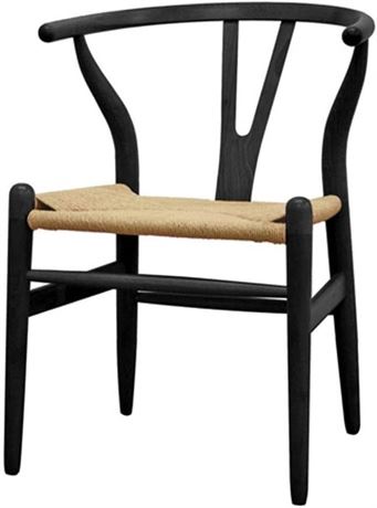 Set of 2 Nicer Interior Replica Hans Wegner Wishbone Dining Side Chair - Black/B
