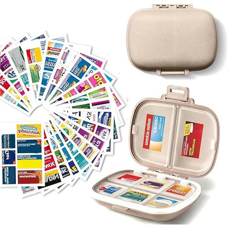 Pill Organizer With Medicine Labels Travel Daily Pill Container Mini Medication
