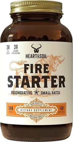 HEART & SOIL Firestarter Dietary Supplement (180 Capsules) - Grass-Fed
