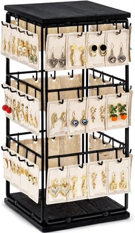 Earring Holder Organizer, Earring Storage Organizer with Wood Base, this swivels