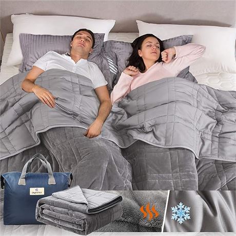 King Size Weighted Blanket 30 lbs for Adults and Couples(True king-88"x104", Dou