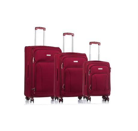 Champs Luggage Travellers Collection 3-Piece Soft Side Spinner Expandable Luggag