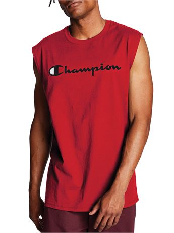 SIZE: XL Champion Men's Classic Graphic Muscle T-Shirt in Scarlet | Size: XL