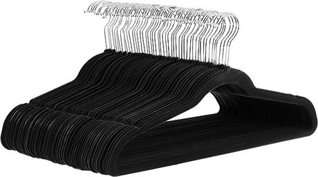 Amazon Basics Velvet Suit Hangers - 50-Pack, Black