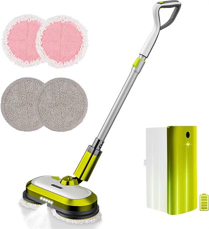 Cordless Electric Mop, Electric Spin Mop with LED Headlight and Water Spray, Up