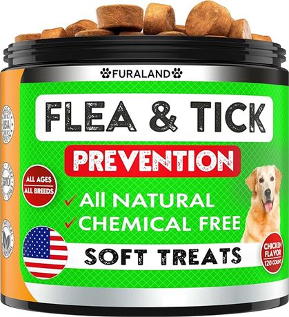 Flea and Tick Prevention for Dogs Chewables - Made in USA - Natural Flea and Tic