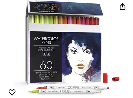 Wordsworth and Black 60 Pack Dual Tips - Brush and Chisel - Paint Markers, Flexi