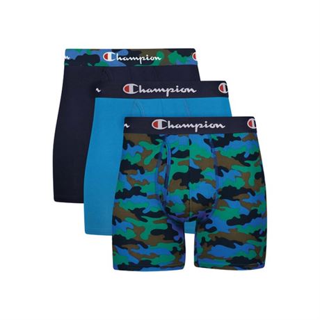 SMALL, 3-Pack,- Champion Men's Total Support Pouch Boxer Briefs Pack, Moisture W