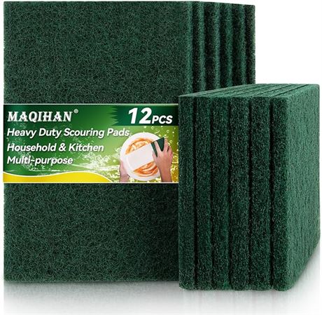 12PCS - MAQIHAN Heavy Duty Scouring Pad - Scouring Pads for Heavy Duty Cleaning