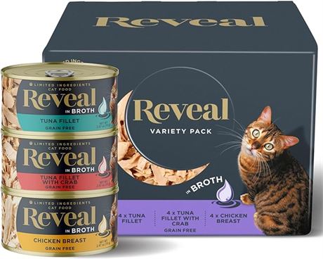 12 Cans, 2.47oz ea -  Reveal Natural Wet Cat Food, Grain Free, Limited Ingredien