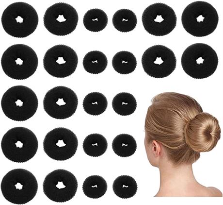 WSERE 18pcs Hair Bun Maker Shaper, Black Hair Donut Bun Maker, Hair Doughnut Sha