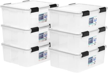 6 Pack, 29 L - IRIS USA (30.6 US Qt) WEATHERPRO Plastic Storage Box with Durable