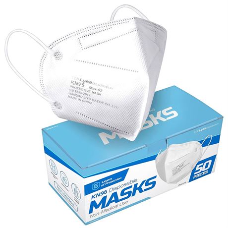 Lyka Distribution KN95 Face Masks - 50 Pack - 5 Layer Protection Breathable Face