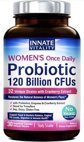 Innate Vitality Women's Probiotics, 120 Billion CFU, 32 Tested Strains