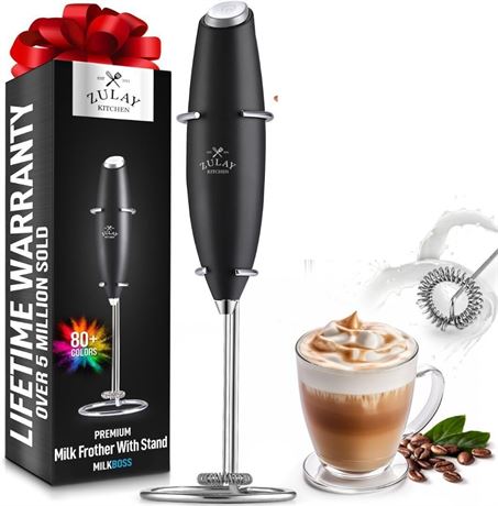 Zulay Powerful Milk Frother Handheld Foam Maker for Lattes - Whisk Drink Mixer f