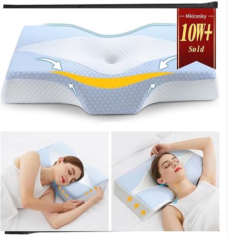 Mkicesky Cervical Pillow for Neck Pain Relief, Neck Pillow for Sleeping, Orthope