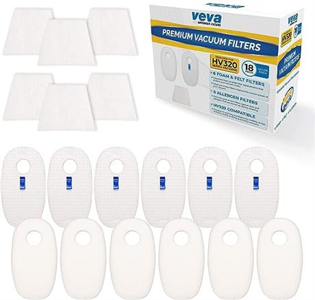 VEVA Premium Vacuum Filter Set with 6 Allergen, 6 Foam, 6 Felt Filters for Shark
