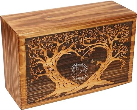 Hind Handicrafts Wooden Box Funeral Cremation Urns for Hu...