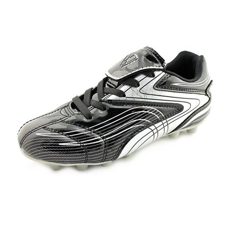 SIZE: 8.5 C US Vizari Soccer Shoes Black - Black & Silver Striker Cleat - Kids