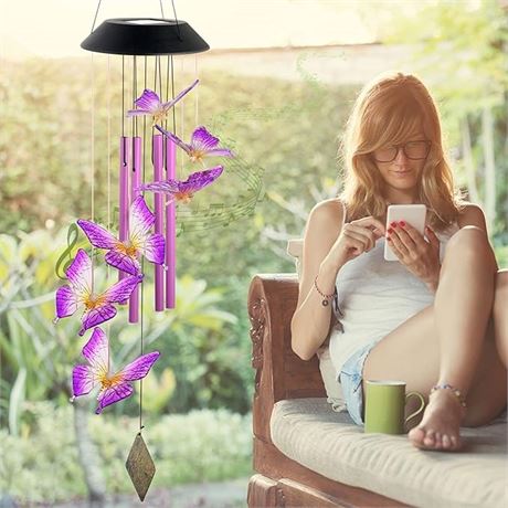 Solar Butterfly Bell Wind Chime Outdoor, Gifts for All