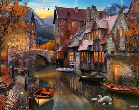 1000 Piece - Vermont Christmas Company Autumn Canal Jigsaw Puzzle