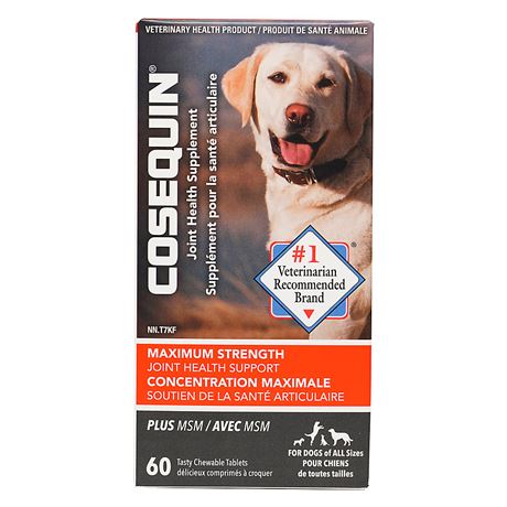 60 CHEWS - COSEQUIN Maximum Strength Plus Joint Supplements for Dogs. EXP 09/202