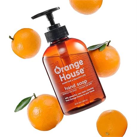 12 Fl Oz - ORANGE HOUSE Natural Liquid Hand Soap with Food-Grade Orange Oil, Cru
