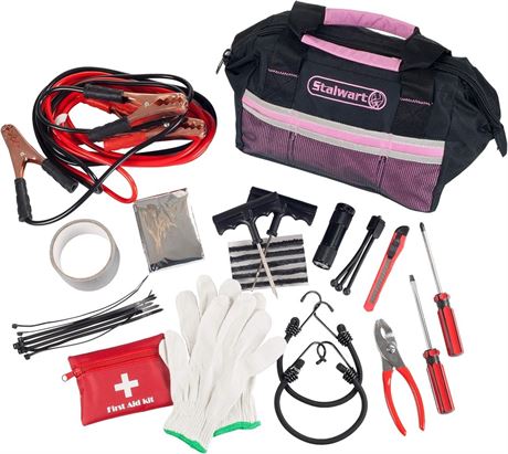 Roadside Emergency Car Kit - 55-Piece Car Accessories Set Includes Jumper Cable