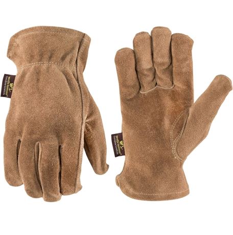 M - Wells Lamont Leather Work Gloves, Suede Cowhide, Medium, Brown