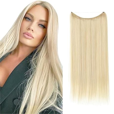 14 Inch - SARLA Invisible Wire Hair Extensions, Beach Blonde Straight Synthetic