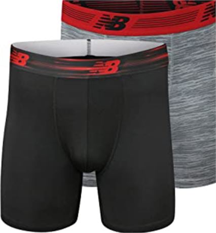 2-Pack, Large - New Balance Mens Premium Performance 9" Boxer Brief Underwear
