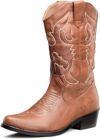 SIZE 38, SheSole Women's Western Cowgirl Cowboy Boots Chunky Heel Pull On Pointe
