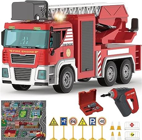 Building Fire Truck Toys - 95 Pcs DIY Assembly Fire...