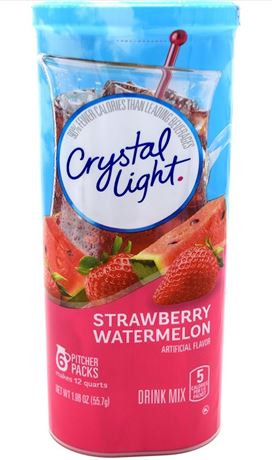 Crystal Light Strawberry Watermelon Drink Mix, 12-Quart Canister (Pack of 5)