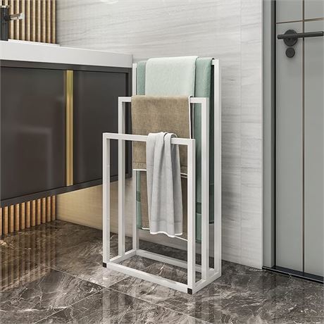 BOFENG Metal 3-Tier White Towel Rack Industrial Modern Freestanding Towel Rails