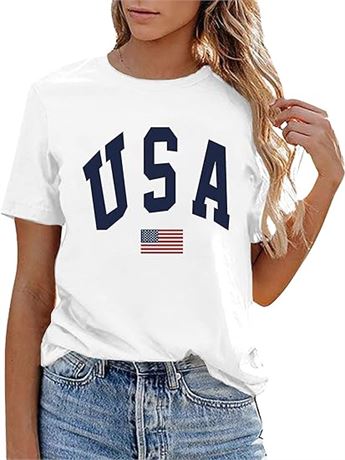 XL, USA Flag Tee Shirt Women  Gift T Shirt Casual Short Sleeve