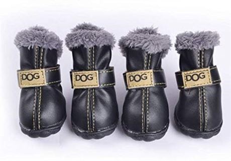 S, Soft Warm Winter Little Pet Dog Boots Skidproof Snowman Anti-Slip Sole Paw
